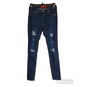 Women's Buzz Jeans Darkwash Distressed Skinny Jeans | Size 3/4
